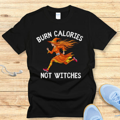 Halloween Funny Running Shirt for Women T-Shirt Burn Calories