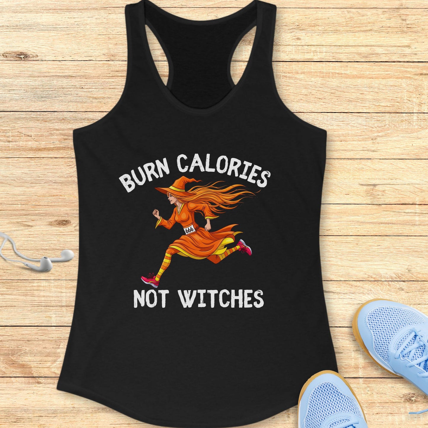 Halloween Funny Running Racerback Tank Top for Women Burn Calories
