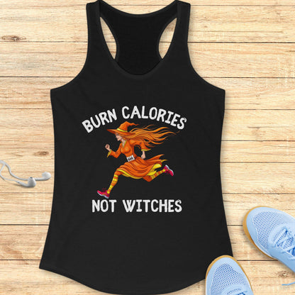 Halloween Funny Running Racerback Tank Top for Women Burn Calories