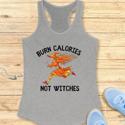 Halloween Funny Running Racerback Tank Top for Women Burn Calories