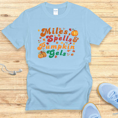 Halloween Funny Running Shirt for Women T-Shirt Miles Spells