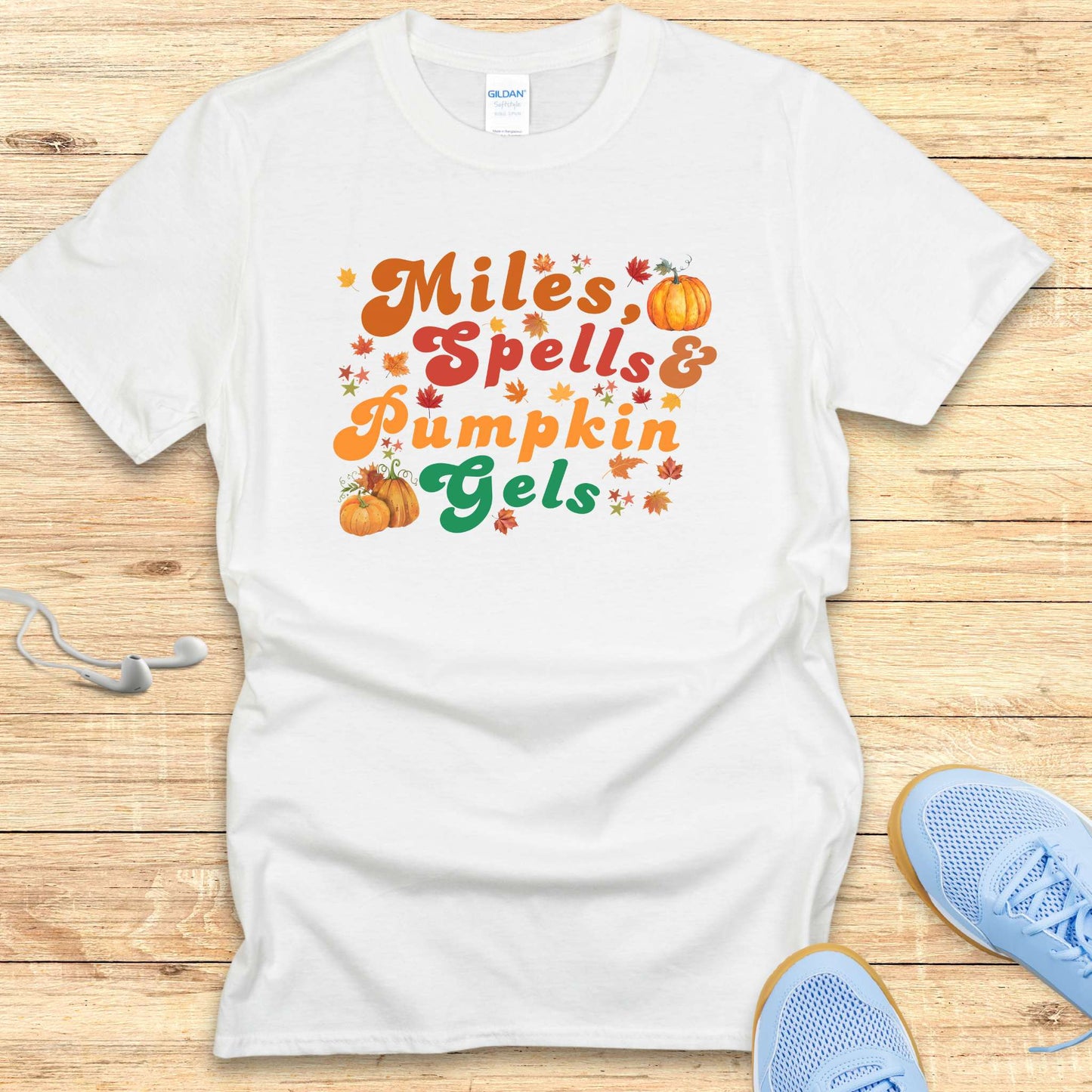 Halloween Funny Running Shirt for Women T-Shirt Miles Spells