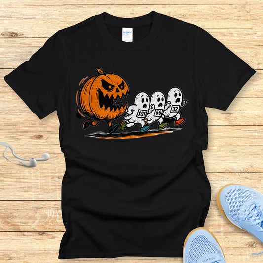 Halloween Funny Running Shirt for Women T-Shirt Pumpkin and Ghosts