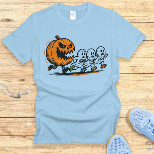 Halloween Funny Running Shirt for Women T-Shirt Pumpkin and Ghosts