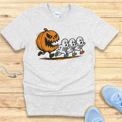 Halloween Funny Running Shirt for Women T-Shirt Pumpkin and Ghosts