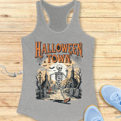 Halloween Funny Running Racerback Tank Top for Women Halloween Town