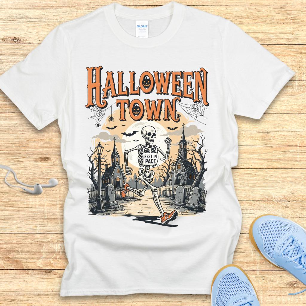 Halloween Funny Running Shirt for Women T-Shirt Halloween Town