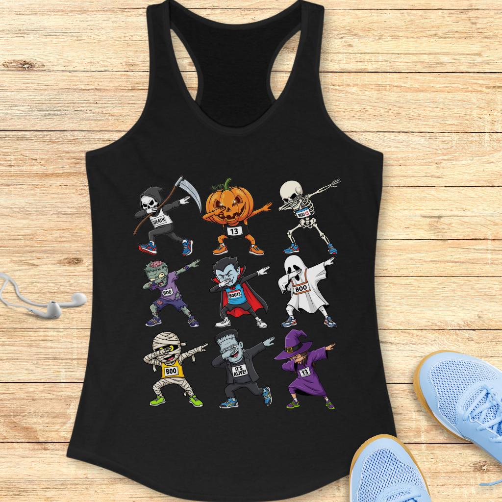 Halloween Funny Running Racerback Tank Top for Women T-Shirt Halloween Dabbing