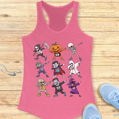 Halloween Funny Running Racerback Tank Top for Women T-Shirt Halloween Dabbing