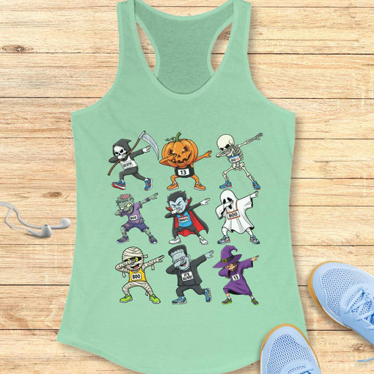 Halloween Funny Running Racerback Tank Top for Women T-Shirt Halloween Dabbing
