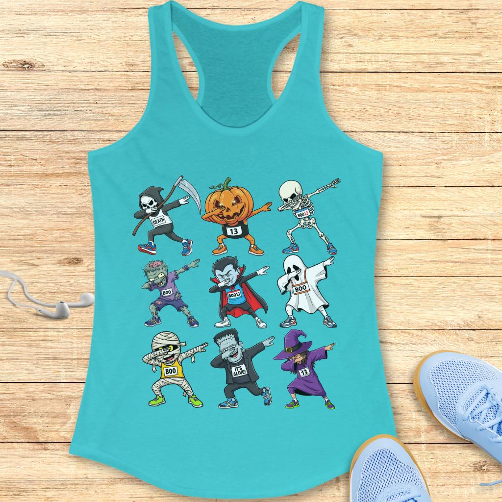 Halloween Funny Running Racerback Tank Top for Women T-Shirt Halloween Dabbing