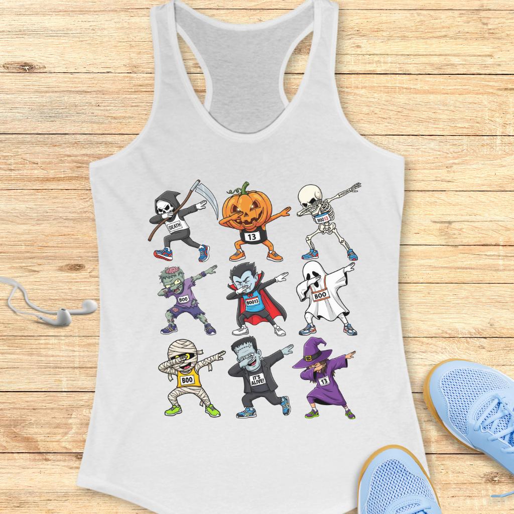 Halloween Funny Running Racerback Tank Top for Women T-Shirt Halloween Dabbing