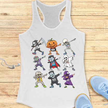 Halloween Funny Running Racerback Tank Top for Women T-Shirt Halloween Dabbing