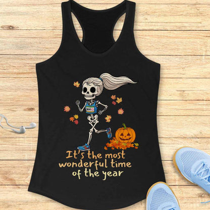 Halloween Funny Running  Racerback Tank Top for Women Wonderful Time of the Year