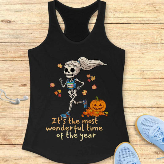 Halloween Funny Running  Racerback Tank Top for Women Wonderful Time of the Year