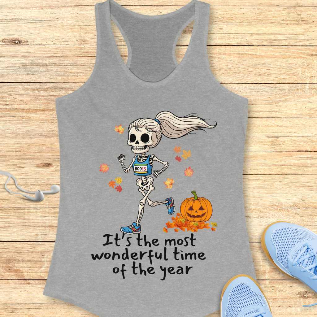 Halloween Funny Running  Racerback Tank Top for Women Wonderful Time of the Year