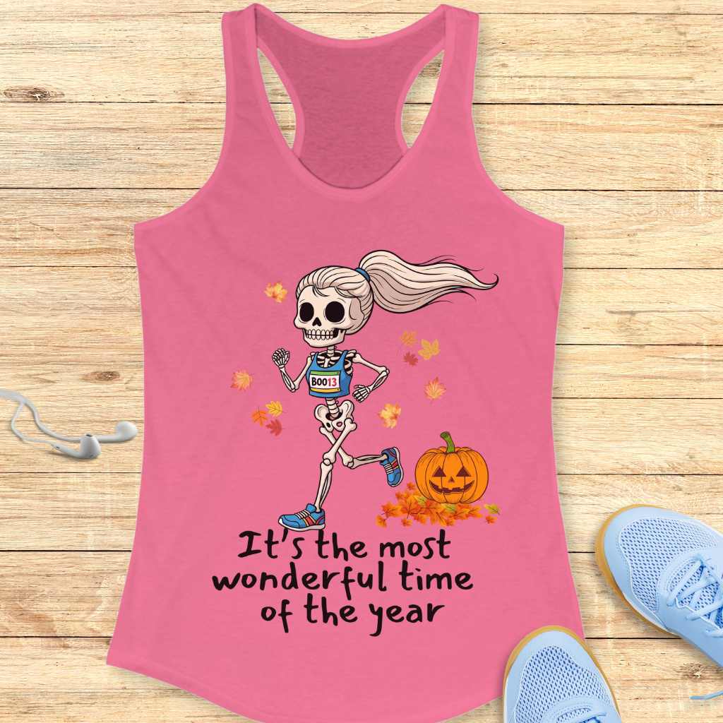 Halloween Funny Running  Racerback Tank Top for Women Wonderful Time of the Year