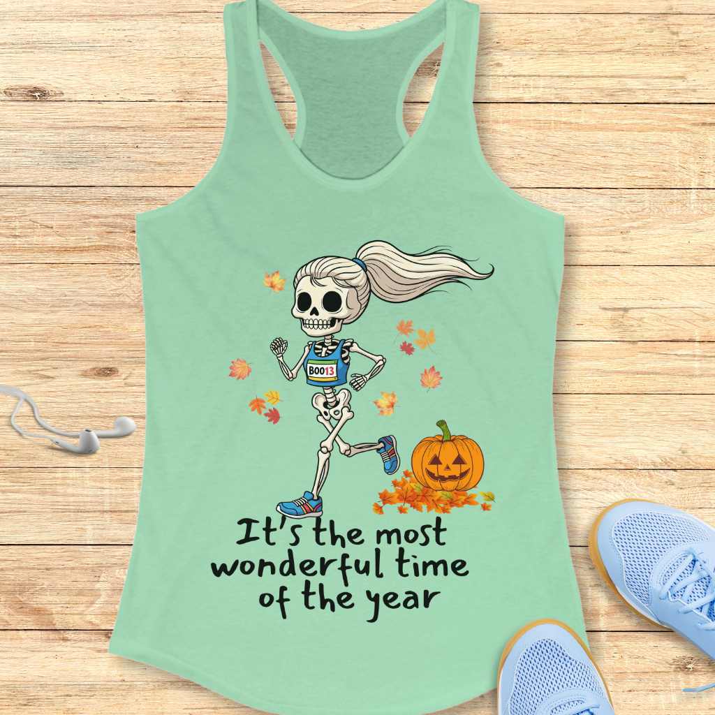 Halloween Funny Running  Racerback Tank Top for Women Wonderful Time of the Year
