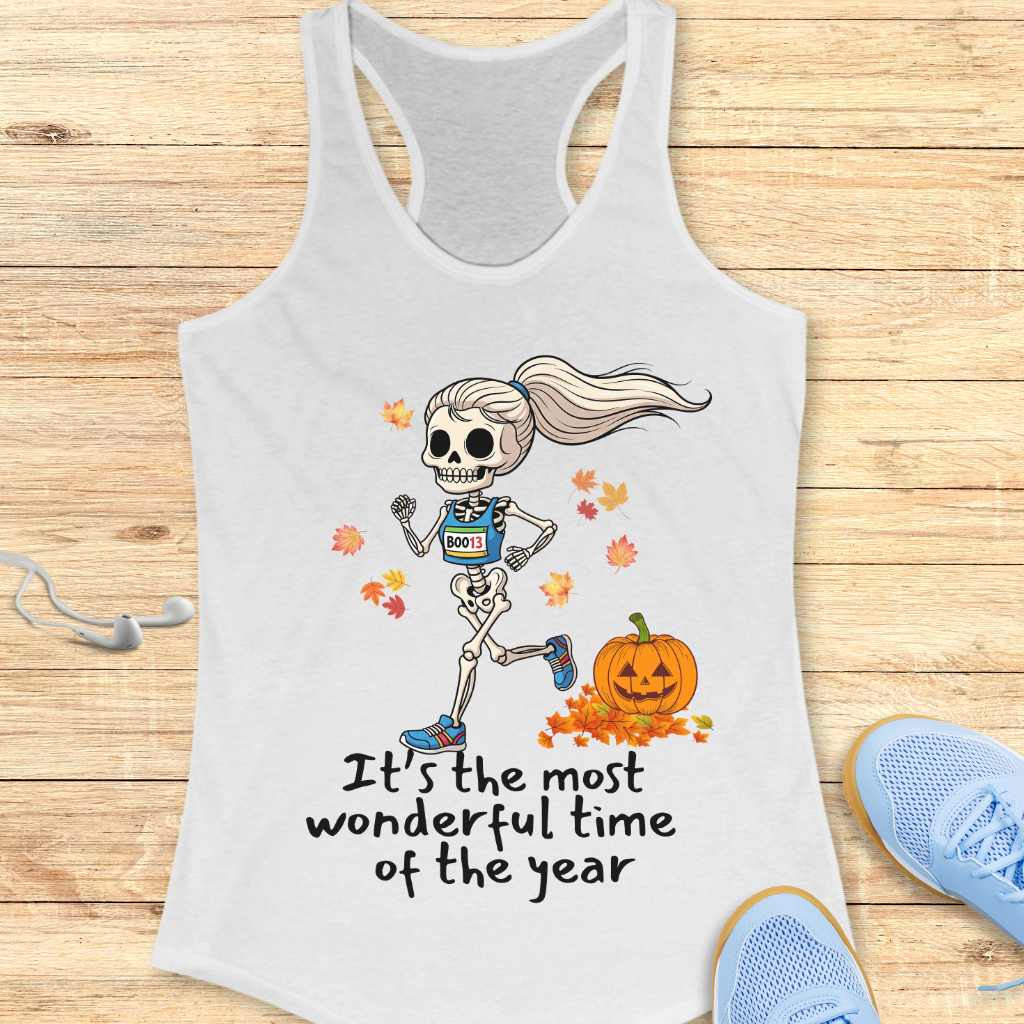 Halloween Funny Running  Racerback Tank Top for Women Wonderful Time of the Year