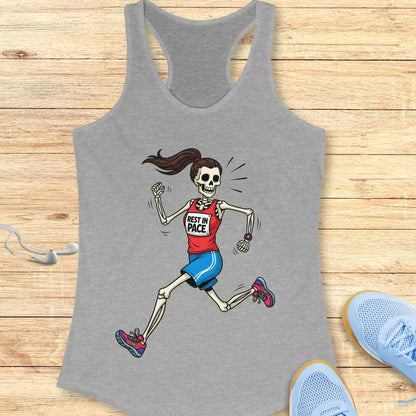Halloween Funny Running  Racerback Tank Top for Women Rest in Pace