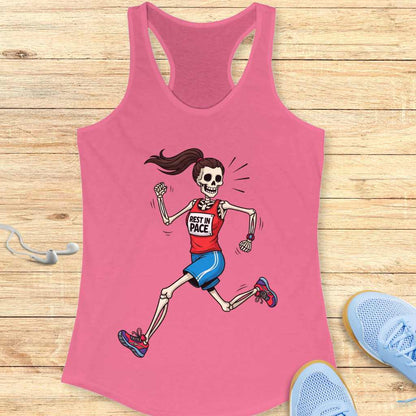 Halloween Funny Running  Racerback Tank Top for Women Rest in Pace