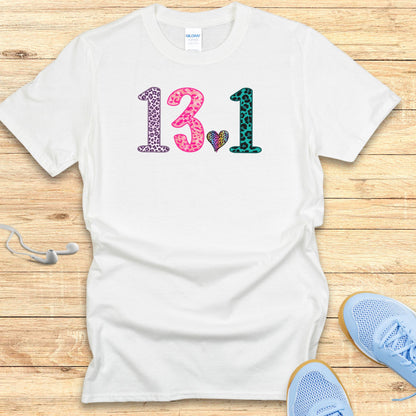 Women’s Running Shirt Half Marathon T-Shirt Leopard and Heart