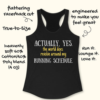 Black tank top with text  on a white background