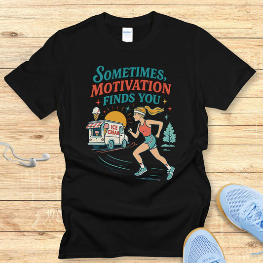 Funny Running Shirt Women Runners T-Shirt Ice Cream Motivation