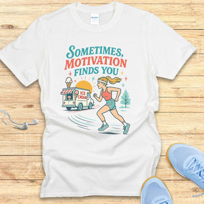 Funny Running Shirt Women Runners T-Shirt Ice Cream Motivation