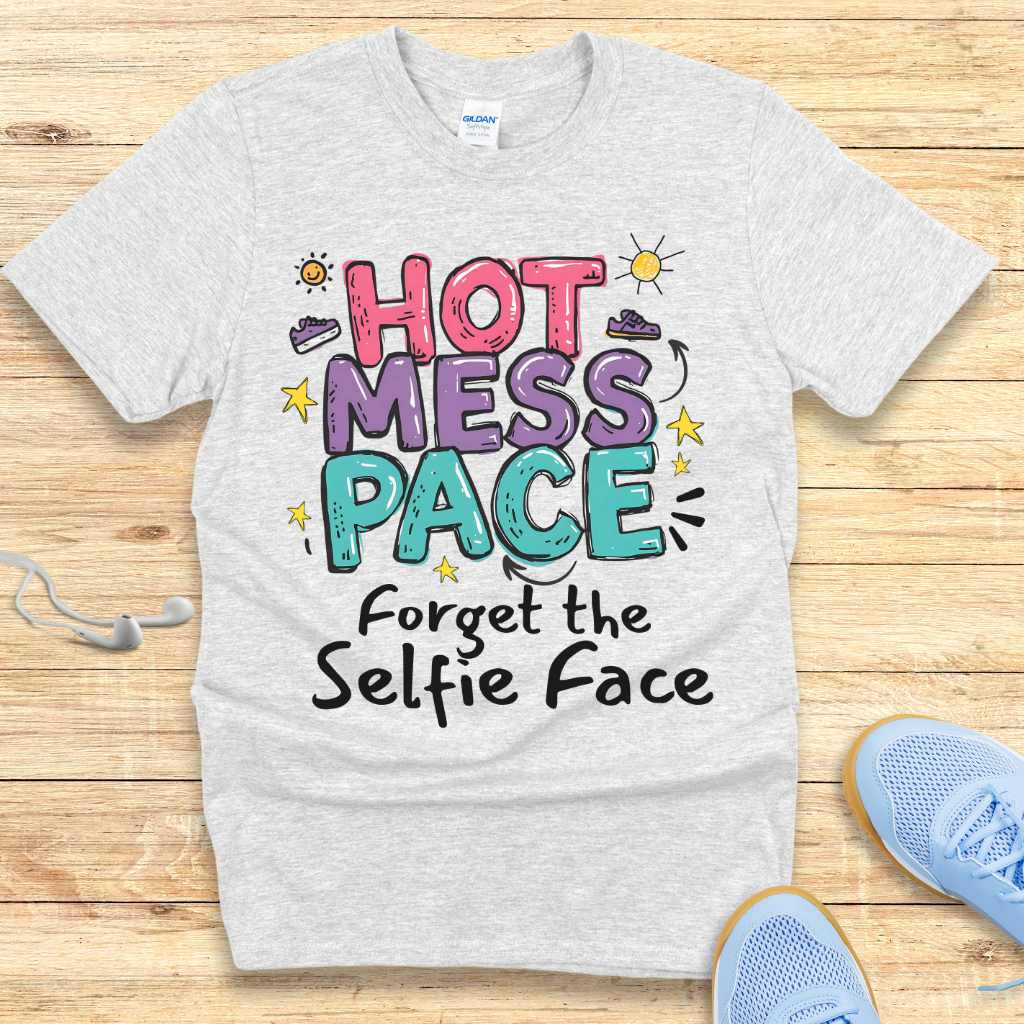Funny Running Shirt Women Runners T-Shirt Hot Mess Pace