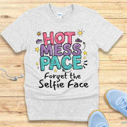 Funny Running Shirt Women Runners T-Shirt Hot Mess Pace