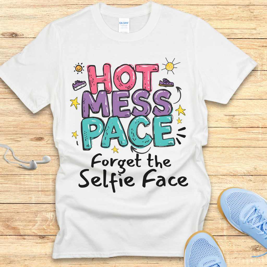 Funny Running Shirt Women Runners T-Shirt Hot Mess Pace