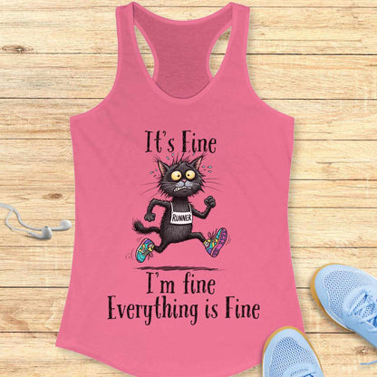 Funny Running Racerback Tank Top Women Runners It's fine I'm fine
