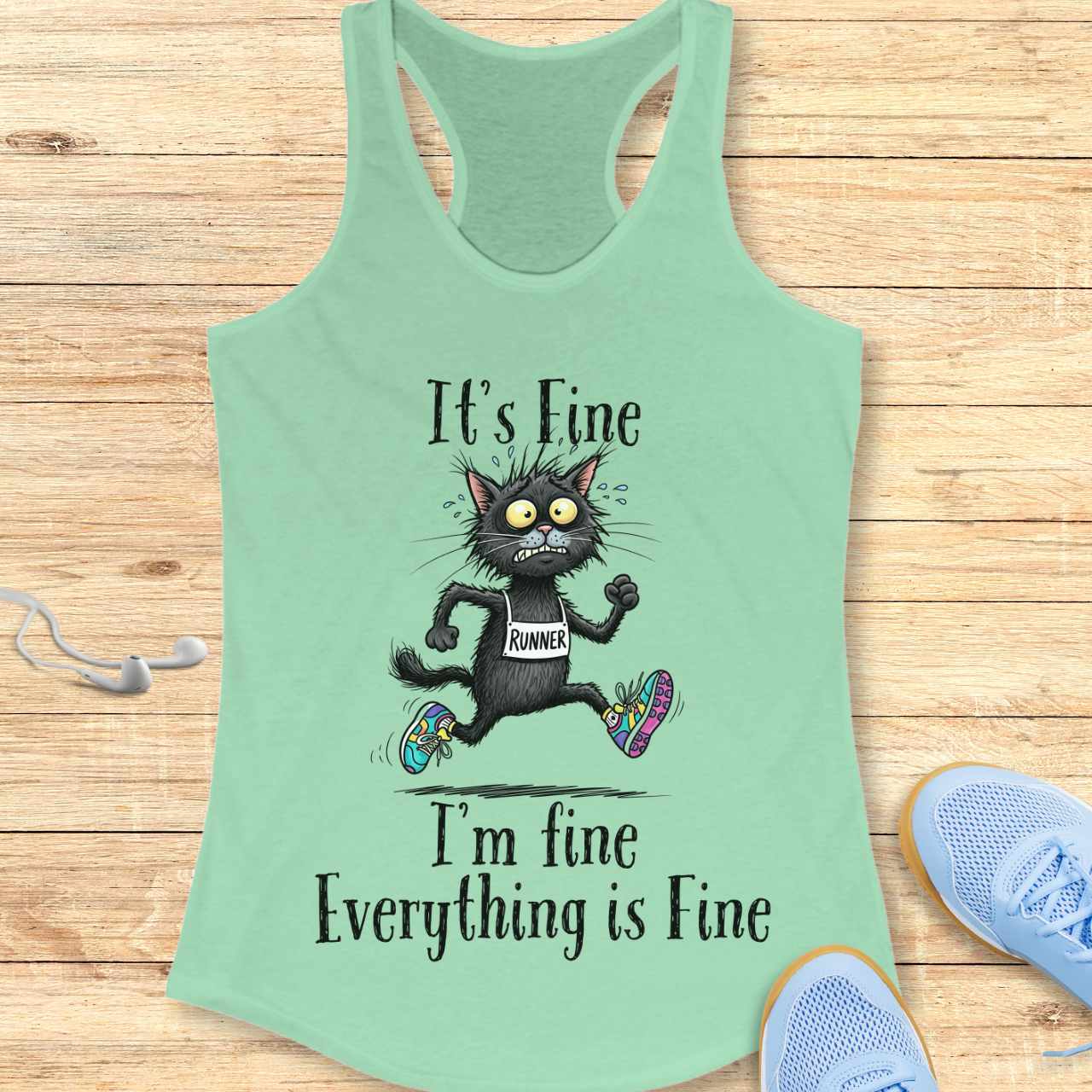 Funny Running Racerback Tank Top Women Runners It's fine I'm fine