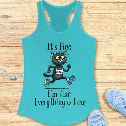 Funny Running Racerback Tank Top Women Runners It's fine I'm fine