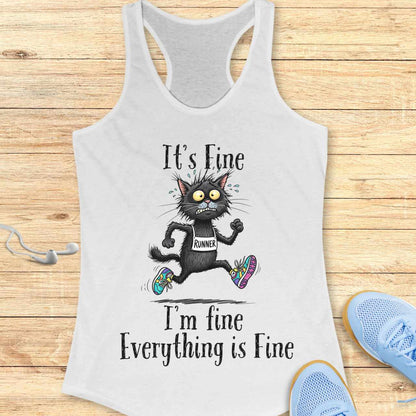 Funny Running Racerback Tank Top Women Runners It's fine I'm fine