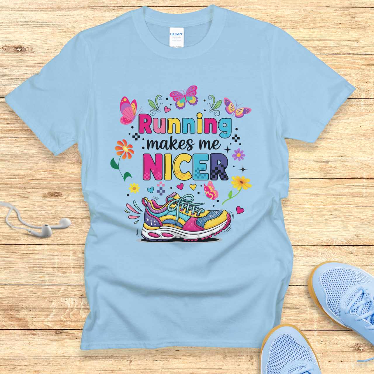 Funny Running Shirt Women Runners T-Shirt Running Makes Me Nicer