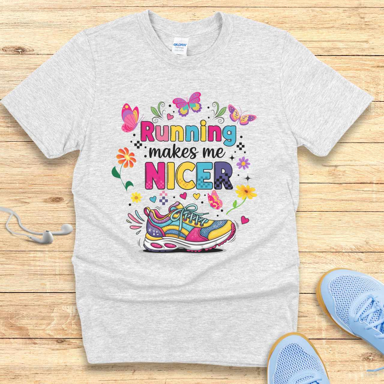 Funny Running Shirt Women Runners T-Shirt Running Makes Me Nicer