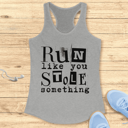 Funny Women’s Running Racerback Tank Top Run Like You Stole Something