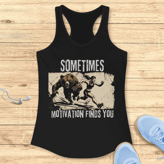 Funny Women Running Racerback Tank Top Gift Motivation Finds You