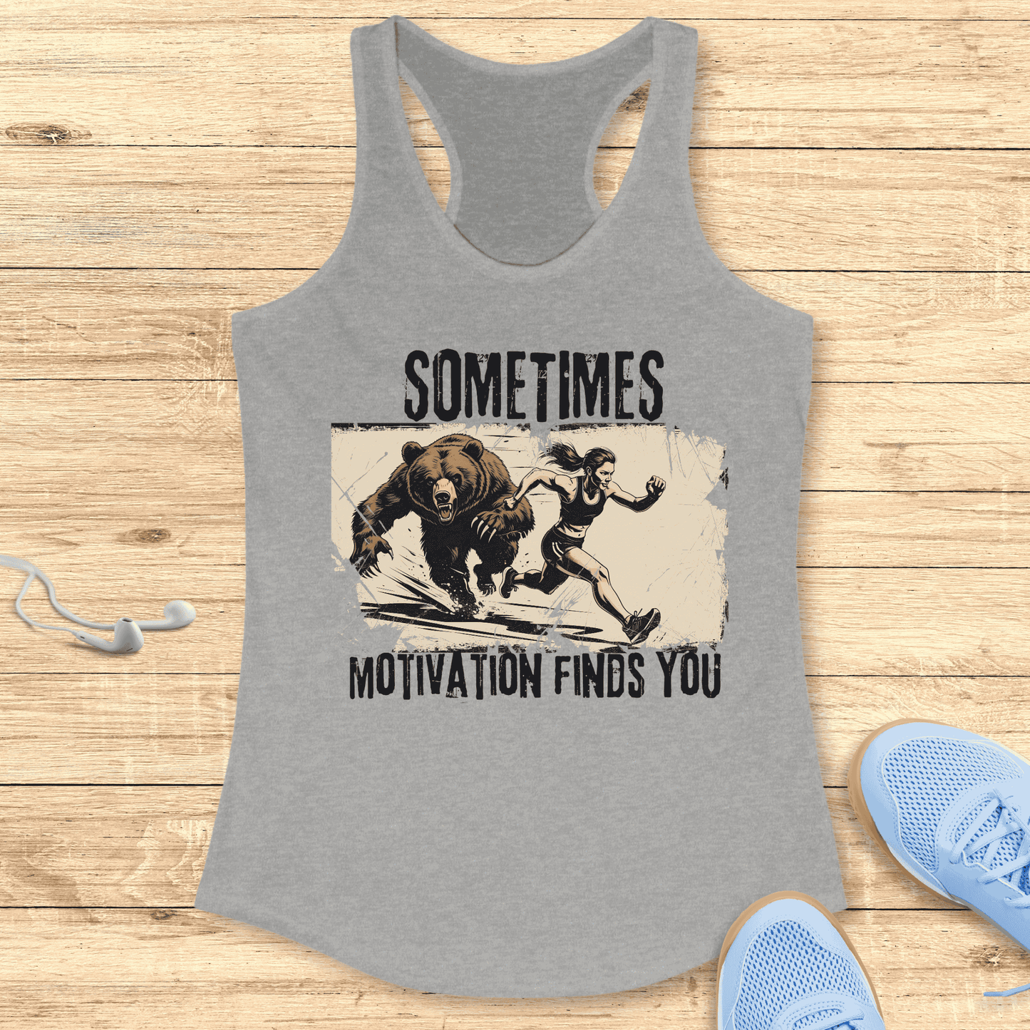 Funny Women Running Racerback Tank Top Gift Motivation Finds You