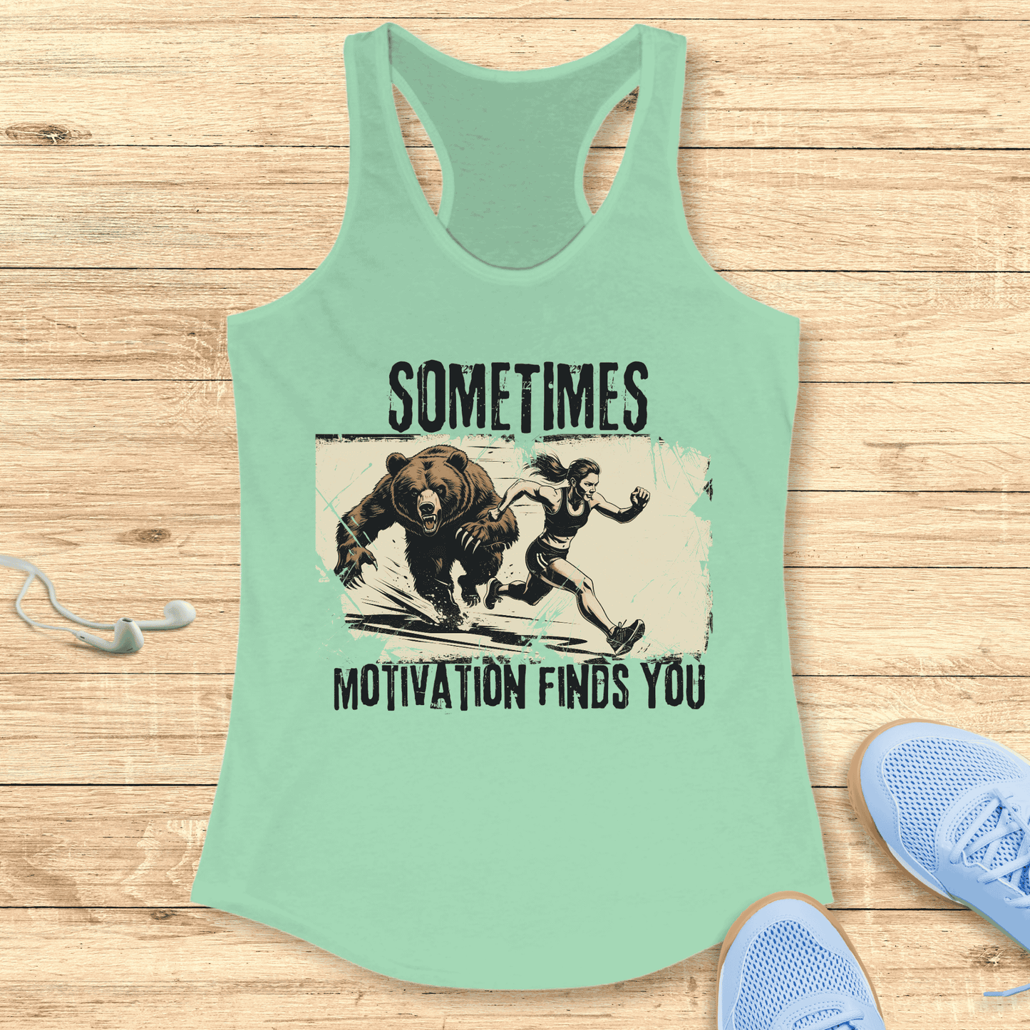 Funny Women Running Racerback Tank Top Gift Motivation Finds You