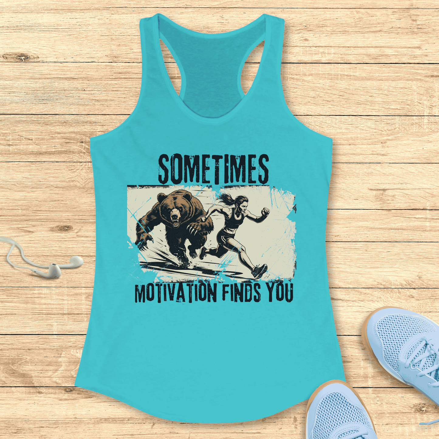 Funny Women Running Racerback Tank Top Gift Motivation Finds You