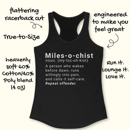 Black tank top with text on a white background