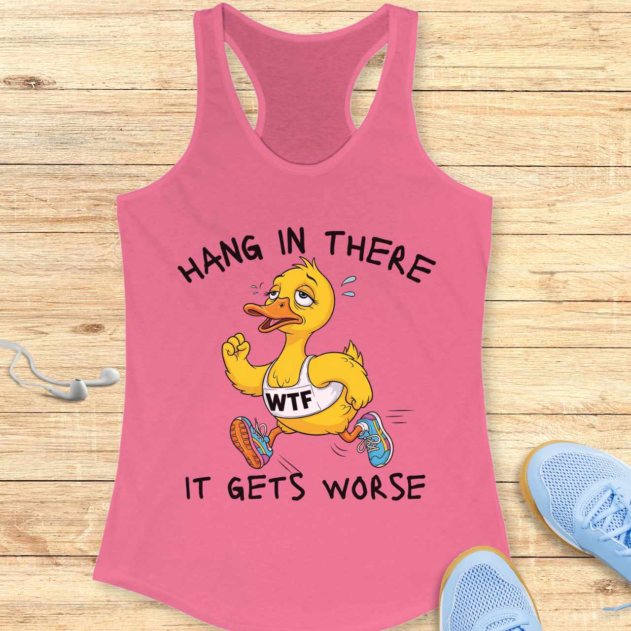 Funny Running Racerback Tank Top Women Runners Gift It Get's Worse