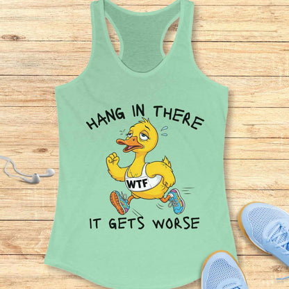 Funny Running Racerback Tank Top Women Runners Gift It Get's Worse