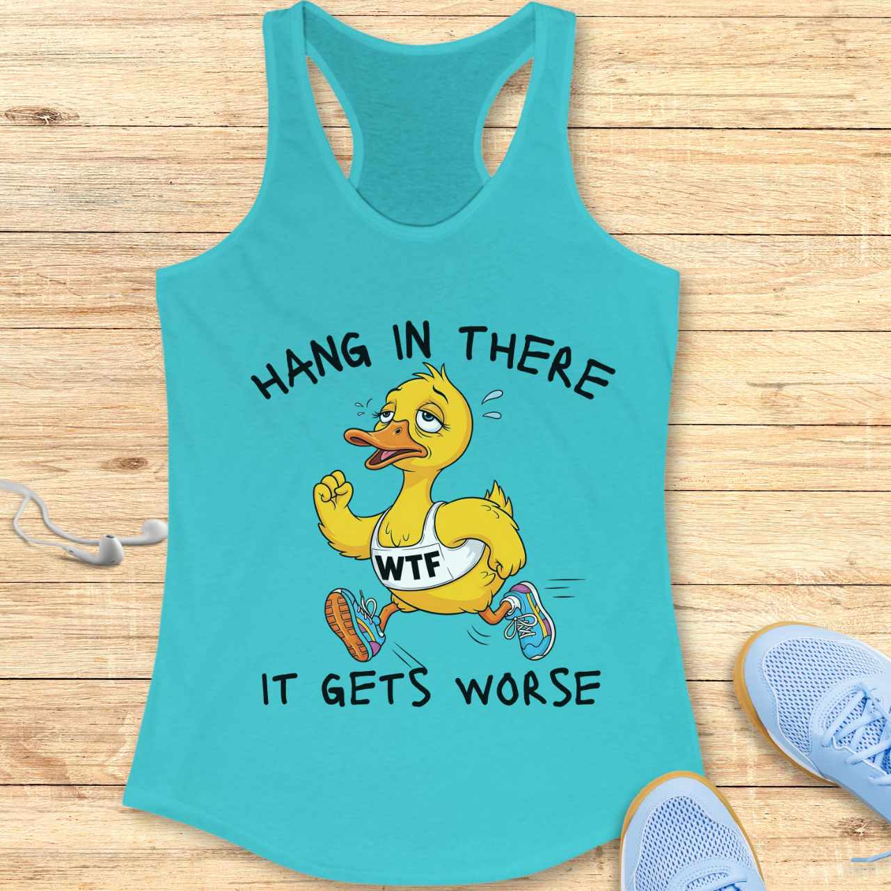Funny Running Racerback Tank Top Women Runners Gift It Get's Worse