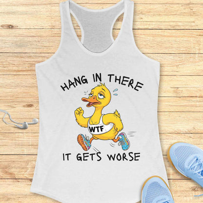 Funny Running Racerback Tank Top Women Runners Gift It Get's Worse