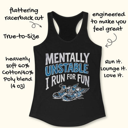 Black tank top with text and graphic design on a white background