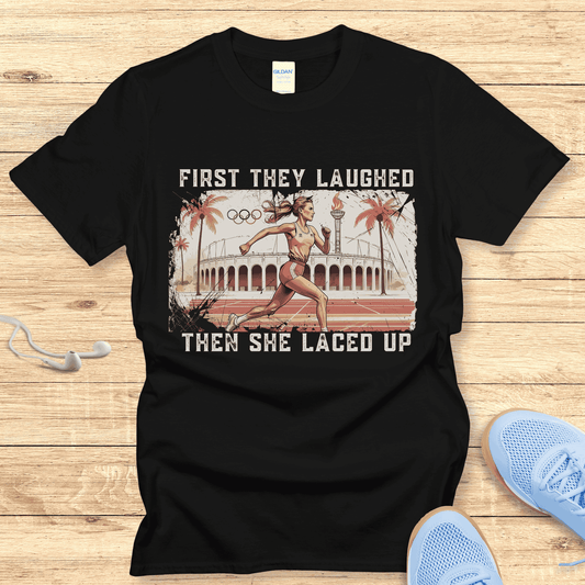Empowering Running Shirt  Women Runners T-Shirt Gift Then She Laced Up